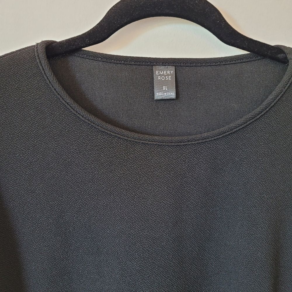 Emery Rose Sheath Dress Black Puff Sleeves Contemporary Office Old Money XL - Picture 8 of 9